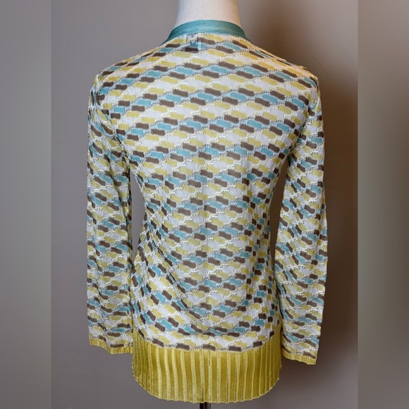 Missoni Blue and Yellow Geometric Cardigan Sweater - Size 8 - Picture 3 of 8